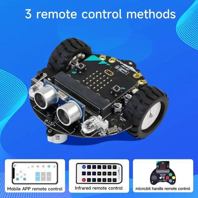 Alt view image 7 of 7 - Microbit V2 Robot Intelligent Obstacle Avoidance Follow Makecode Graphical Programming Python Programmingwith Microbit V2 Pre-Assembled Battery Pack