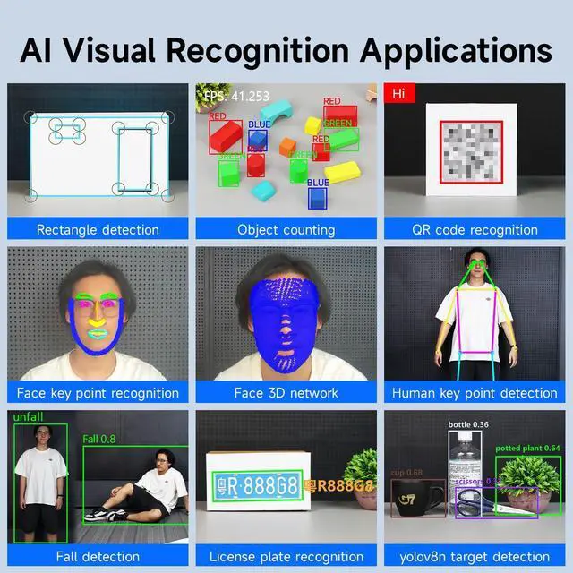 Alt view image 3 of 7 - AI Development Board 1.6GHz High-performance chip/2.4-inch Display/Open Source Robot Maker Python, Supports AI Visual Recognition CanMV Sensor (with Adjustable Bracket)