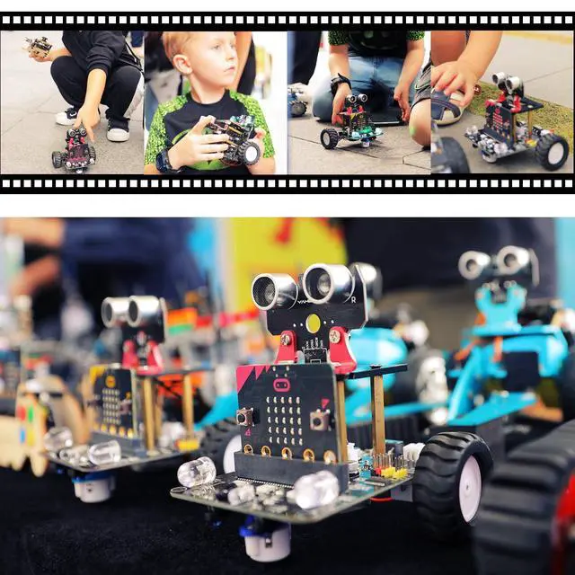 Alt view image 3 of 7 - Micro Bit DIY Stem Science Robot Car Kit for Kids Children with Handle Game for Children's Day Gift, School Summer Camp,