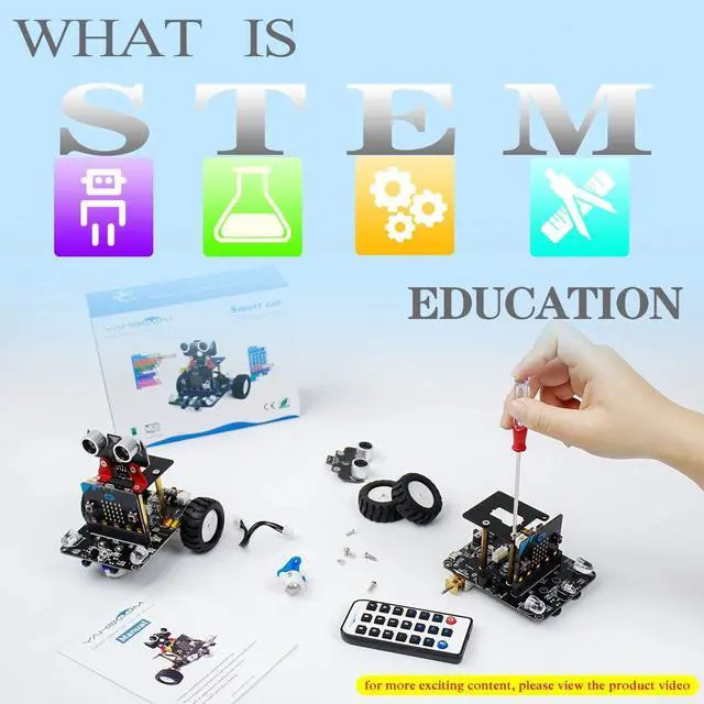 Alt view image 4 of 7 - Micro Bit DIY Stem Science Robot Car Kit for Kids Children with Handle Game for Children's Day Gift, School Summer Camp,