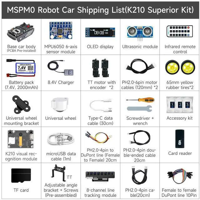 Alt view image 5 of 7 - Vision Learning Robot Kit, Electronic Design Competition Set,with AI Vision Module,PID Algorithm, OLED, MPU6050,Learning STEM Robotics Educational Robot(K210 Superior Kit)