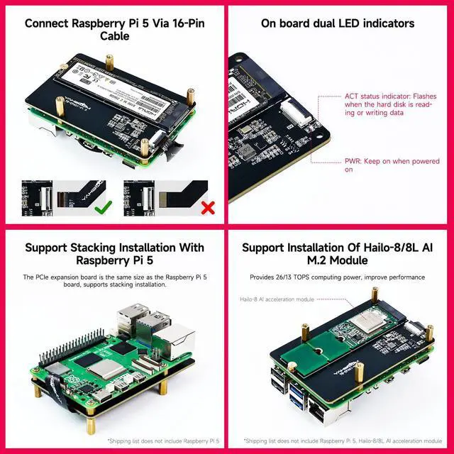 Alt view image 5 of 7 - M.2 NVMe to PCIe Adapter M.2 HAT+ for Raspberry Pi5 Support M.2 NVMe SSD 2230 2242 2260 2280 Support Install Pi5 Heatsink with 256GB M.2 SSD Nvme (PCIe Adapter+256GB SSD)