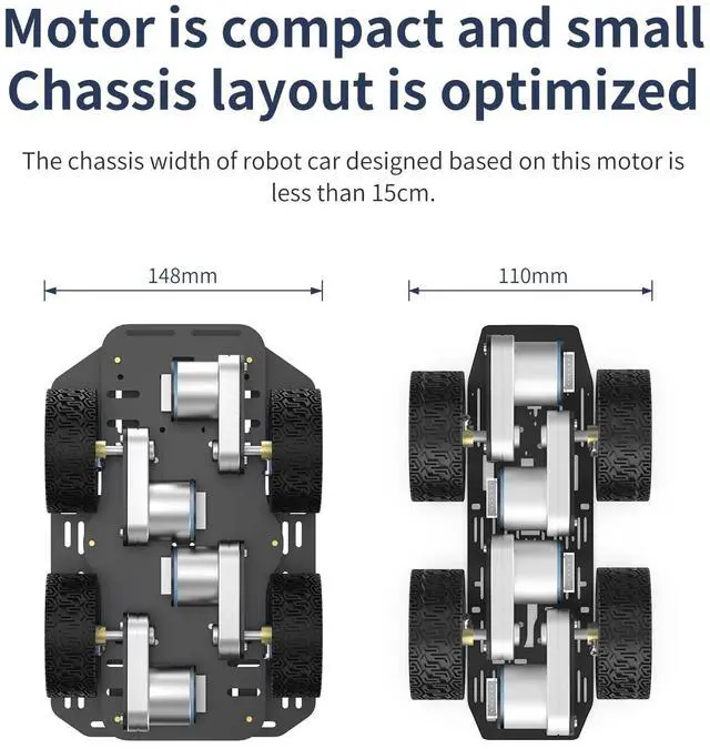 Alt view image 6 of 7 - DC Metal Gear Motor with Hall Encoder,Suitable for Small Wheelbase Robots (300RPM) 1:40 Reduction Ratio,for RC Car Chassis DIY (L-Type 520 Motor)