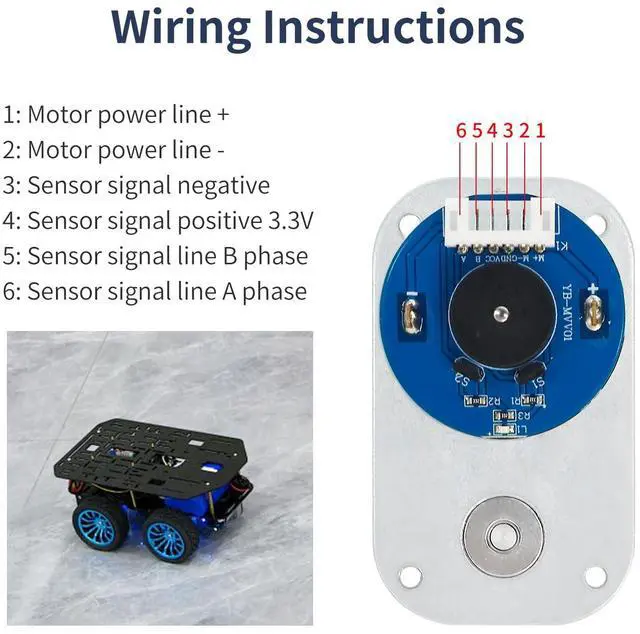 Alt view image 7 of 7 - DC Metal Gear Motor with Hall Encoder,Suitable for Small Wheelbase Robots (300RPM) 1:40 Reduction Ratio,for RC Car Chassis DIY (L-Type 520 Motor)