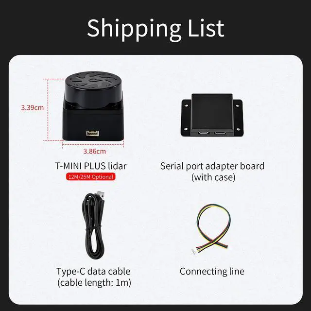 Alt view image 2 of 7 - Lidar Range Sensor Supports 360 ° Scanning Detection, Compatible with ROS 1/2,Raspberry Pi,Jetson/RDK Series Robots to Realize Lidar Mapping Navigation (25M)
