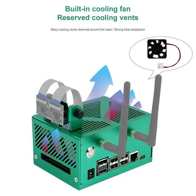 Alt view image 4 of 7 - Jetson Nano Aluminum Alloy Case Compatible with Orin Nano Super, Orin NX Super Metal Case with Cooling Fan Reasonable (Antennas, Camera Not Included)