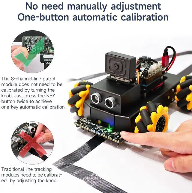 Alt view image 2 of 7 - 8-Channel Line Patrol Module Sensor 10 Pin,GPIO/IIC/USART,Suitable for RaspberryPi/STM32/UNO/Electronic Projects (8-Channel Module+PH2.0+Dupont Line+Copper Column)