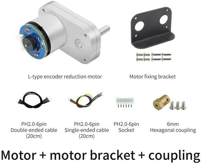 Alt view image 2 of 7 - DC Metal Gear Motor with Hall Encoder,Suitable for Small Wheelbase Robots (300RPM) 1:40 Reduction Ratio,for RC Car Chassis DIY (L-Type 520 Motor)