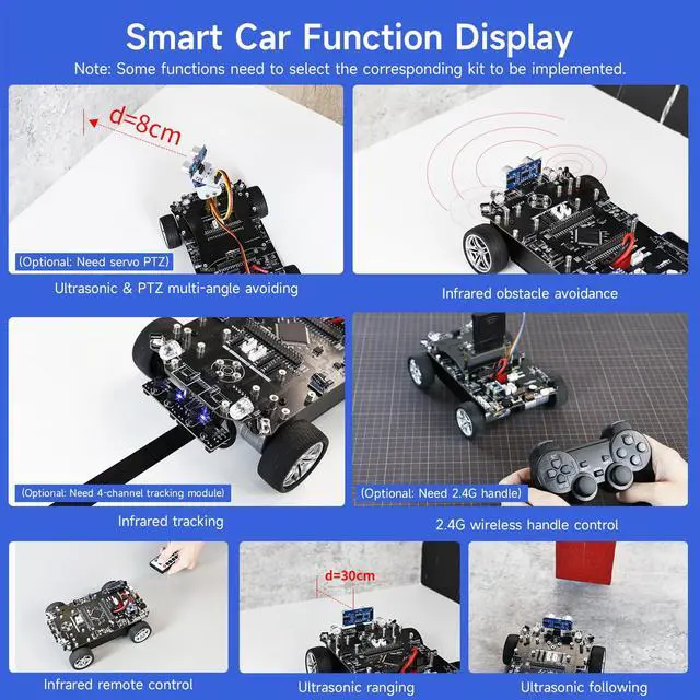 Alt view image 7 of 7 - Smart Car with Multifunctional Development 2in1 STM32F103ZET6 DIY Programming Electronics Project Ranging, Following, Line Patrol (Expansion Board)