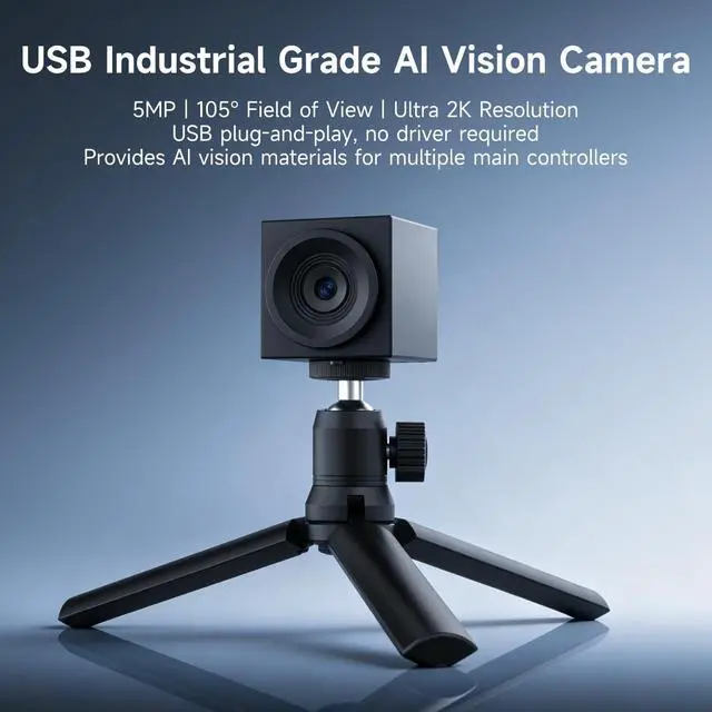 Alt view image 2 of 7 - USB Camera 2K 105° Wide Angle Free Distortion, UVC Plug & Play, High FPS, Adjustable Resolution, for AGX Orin/Thor, Jetson, Raspberry Pi 5 for AI Vision & ROS (Industrial Camera+Tripod)