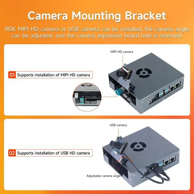 Alt view image 2 of 6 - D-Robotics RDK S100/S100P Aluminum Case, Support RDK S100/S100P Development Board, with Cooling Ports/Camera Holder, Support S100 Board + Camera Expansion Board