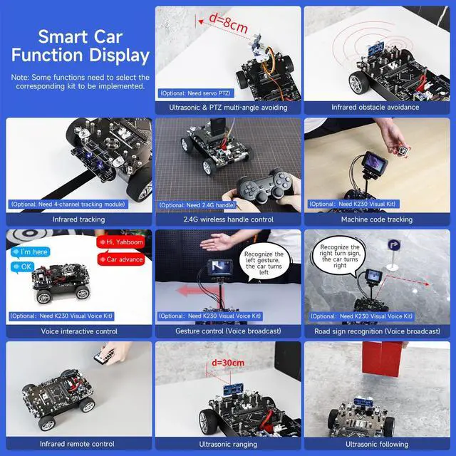 Alt view image 4 of 7 - Smart Car with Multifunctional Development 2in1 STM32F103ZET6 DIY Programming Electronics Project Ranging, Following, Line Patrol (Standard Kit)