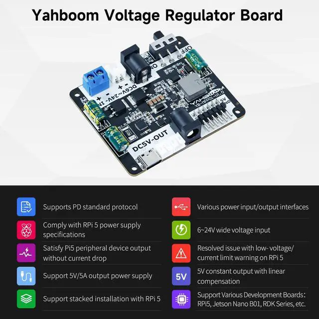 Alt view image 3 of 7 - PD Power Expansion Board for Raspberry Pi5 8GB Power Board with Jetson/Raspberry Pi5/RDK Series for Portable Power Supply