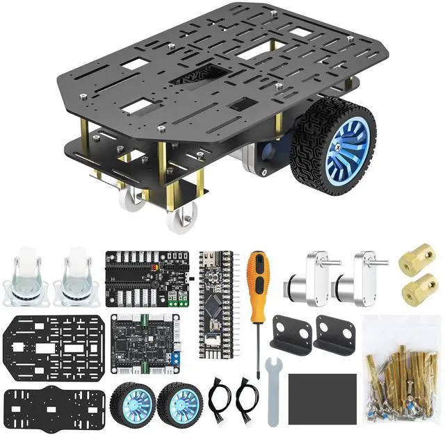 Main image of Smart Chassis Car 2WD Kit with 520 Encoder Motor,Aluminum Alloy Frame,with Expansion Board Driver,for DIY Educational Robot Car Kit(Unassembled) Without Battery