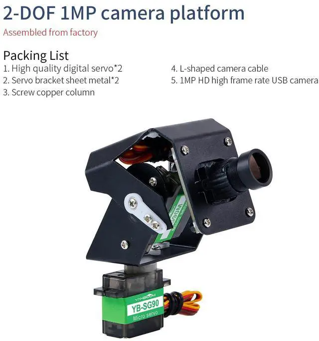 Alt view image 2 of 7 - 1MP 2DOF Camera Electric PTZ Smart Car Robot 2D Servo Bracket USB RaspberryPi (2DOF 1MP Basic)