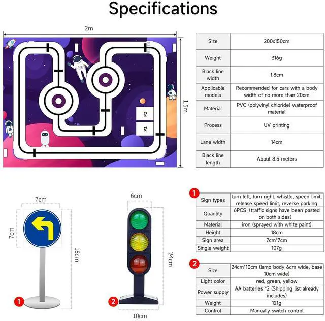 Alt view image 7 of 7 - AI Vision Autonomous Driving Sandbox Map Tracking Unmanned Robot Car Model Training 2m*1.5m with Traffic Light Accessories