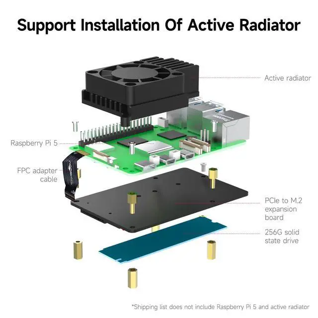 Alt view image 6 of 7 - RPi 5 Case,Micro Desktop Aluminum Case with Pi5 Active Cooler,PWM Fan, RGB Lightint Bar,Mini Tower PC Case,OLED Display