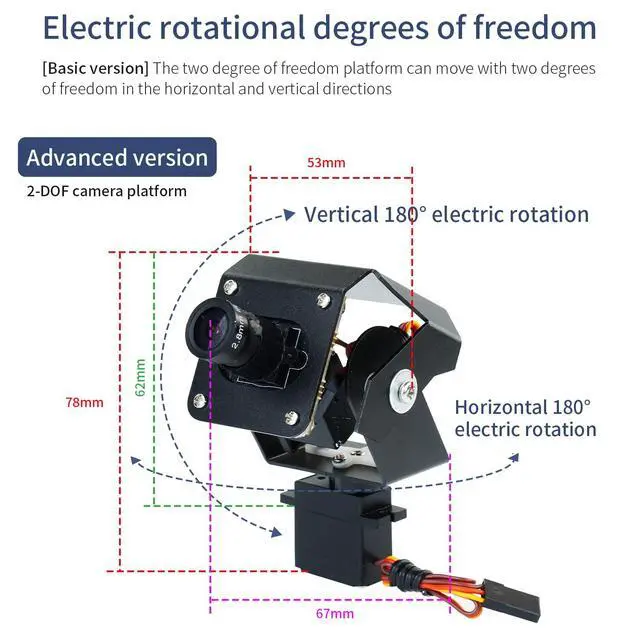 Alt view image 6 of 7 - 1MP 2DOF Camera Electric PTZ Smart Car Robot 2D Servo Bracket USB RaspberryPi (2DOF 1MP Basic)