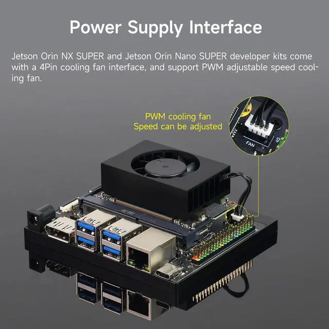 Alt view image 4 of 7 - Cooling Fan for Jetson Orin Nano Super,PWM Heatsink for Jetson Orin NX Super, Speed Adjustable Embedded Heatsink with Screw Bracket Springs, DC 5V