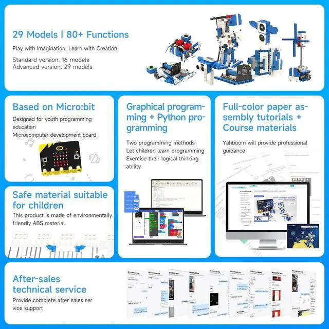 Alt view image 2 of 7 - Micro:bit Building Block Robot Kit 16 in 1 STEM Projects Advanced with Sensor Module DIY Toys for Kids 10+ Gifts for Christmas (Advanced Kit)