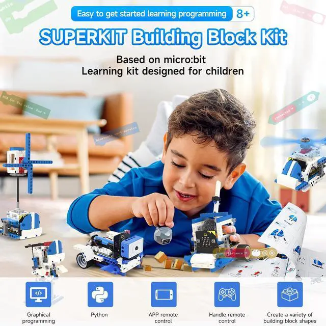 Alt view image 2 of 7 - Micro:bit Building Robot Kit 16 in 1 STEM Projects Standard with Sensor Module DIY (Standard Kit with microbit V2)