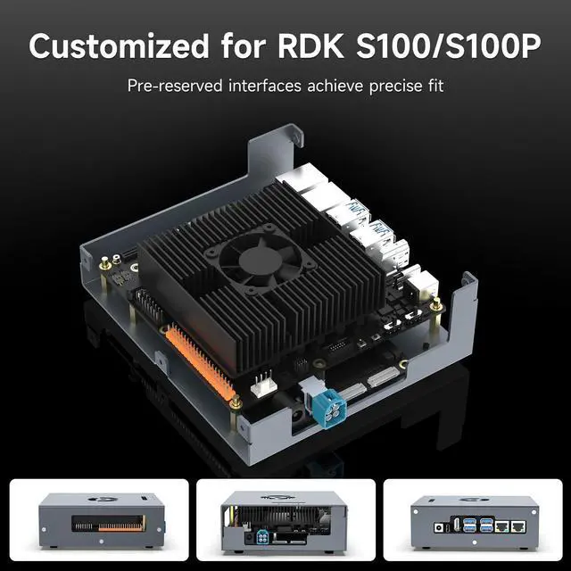 Alt view image 3 of 6 - D-Robotics RDK S100/S100P Aluminum Case, Support RDK S100/S100P Development Board, with Cooling Ports/Camera Holder, Support S100 Board + Camera Expansion Board