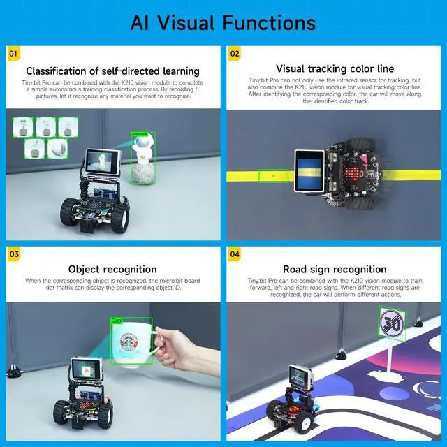 Alt view image 5 of 7 - Robot Car Adopts MakeCode Graphical Programming, K210 Module Adopts MicroPython Programming