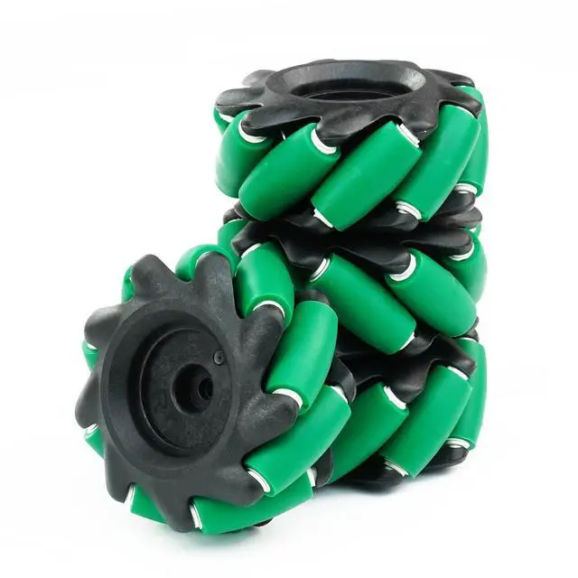Main image of Mecanum Wheel 65mm Omni Wheel with 6mm Hexagonal Metal Coupling Motor Connector Tire for AGV Smart Robot (65mm black-green mecanum wheel *4)