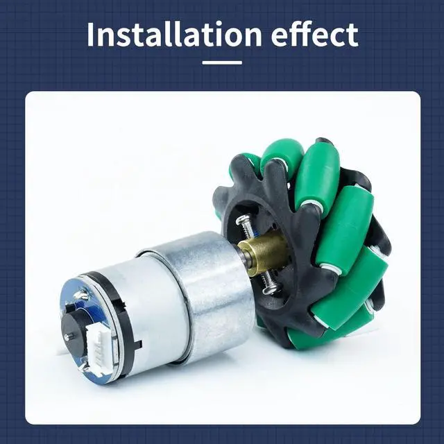 Alt view image 3 of 7 - Mecanum Wheel 65mm Omni Wheel with 6mm Hexagonal Metal Coupling Motor Connector Tire for AGV Smart Robot (65mm black-green mecanum wheel *4)