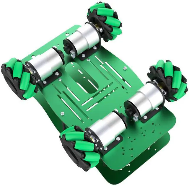 Alt view image 7 of 7 - Mecanum Wheel 65mm Omni Wheel with 6mm Hexagonal Metal Coupling Motor Connector Tire for AGV Smart Robot (65mm black-green mecanum wheel *4)