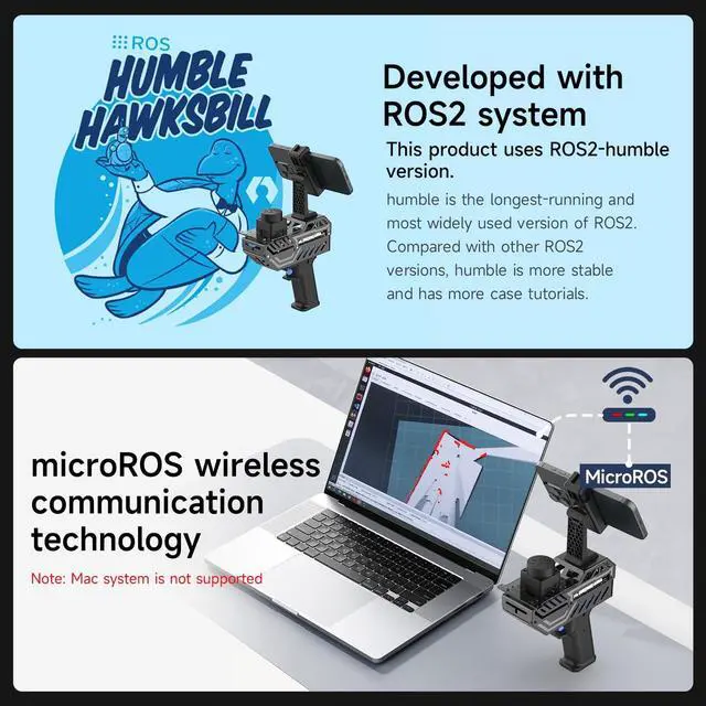 Alt view image 6 of 7 - Handheld Mapping Navigation Scanning Lidar TOF Ranging Measurement Radius 0.05-12m Supports APP,ROS2,Linux,with Bracket,OLED Screen (with T-mini Plus)