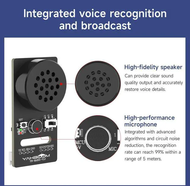 Alt view image 2 of 7 - AI Voice Recognition Module Voice Broadcast Integrated Custom Wake-up Word Programmable Sound Sensor Support Jetson/Raspberry Pi/ESP32/STM32