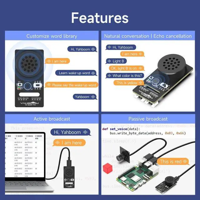 Alt view image 3 of 7 - AI Voice Recognition Module Voice Broadcast Integrated Custom Wake-up Word Programmable Sound Sensor Support Jetson/Raspberry Pi/ESP32/STM32