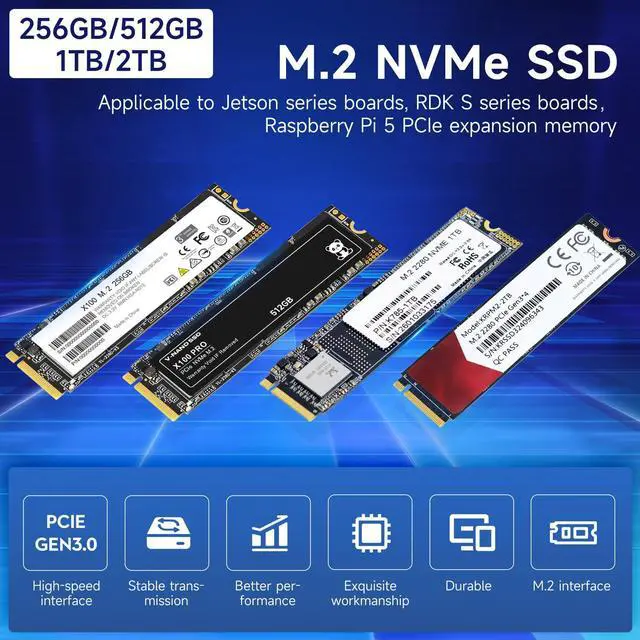 Alt view image 2 of 7 - 256GB SSD NVMe M.2 2280 PCIe 3.0 256G Hard Drive M.2 Nvme Internal Solid State SSD Drive for Laptop Jetson RPi PCIE Read/Write Speed up to 2600/1700 MB/s (256, GB)