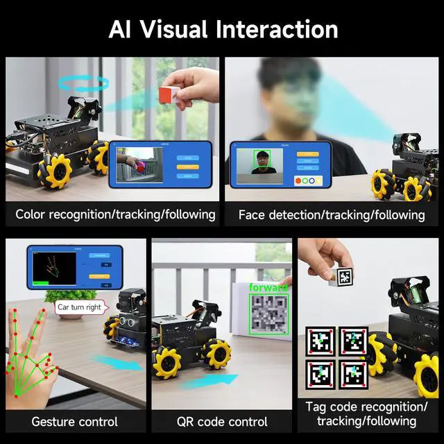 Alt view image 7 of 7 - Raspberry Pi 5 ROS2 Robot Car 360°Movement, AI Vision & Tracking, Integrated Multimodal Large AI Model OpenRouter, AI Voice Interaction (Superior Without RPi5)