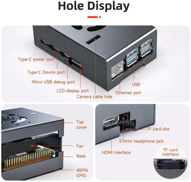 Alt view image 2 of 7 - X5 Aluminum Alloy Case for RDK X5 Development Board kit, with Heat Dissipation Holes, Corrosion Resistant, with Camera Bracket