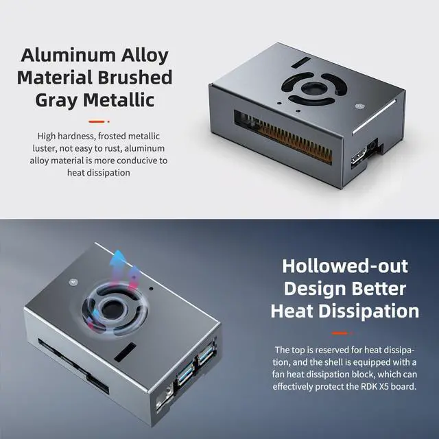Alt view image 5 of 7 - X5 Aluminum Alloy Case for RDK X5 Development Board kit, with Heat Dissipation Holes, Corrosion Resistant, with Camera Bracket