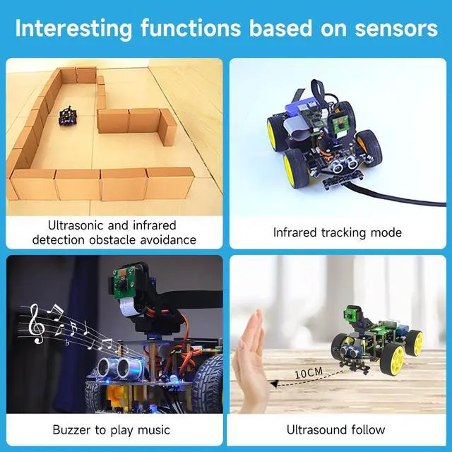 Alt view image 4 of 7 - Raspberry Pi 5 4GB AI Starter Robot for Python Programming DIY Car Kit, Visual Recognition, Autonomous Driving for Mechanical Engineer (Without Pi5)