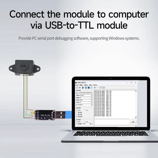 Alt view image 7 of 7 - High Precision TOF Laser Ranging Sensor Module,Supports Serial Port/IC/Type-C Connection,Supports ROS/Raspberry Pi/Jetson,Anti-Glare Long-Distance (TinyF Module)