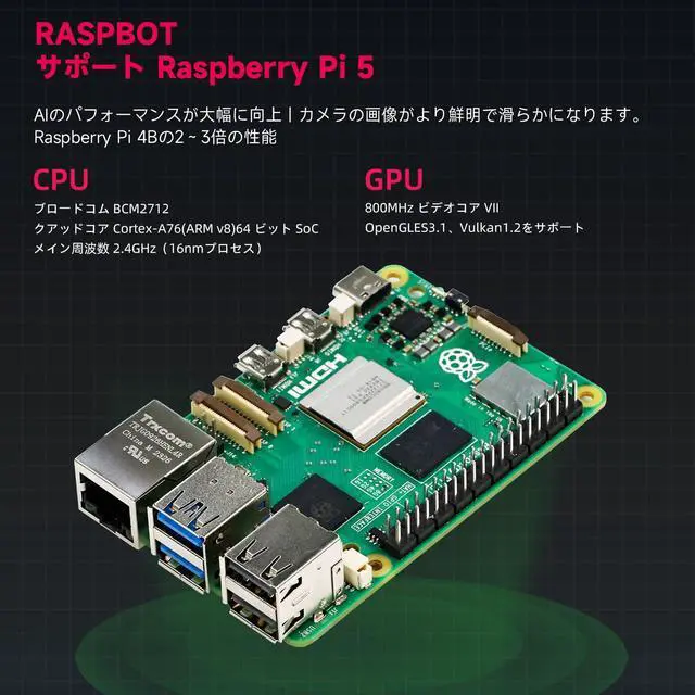Alt view image 2 of 7 - Raspberry Pi5 AI Vision Robot | Developer Camera Recognition Robot Kit for Mechanical Engineers/Program Education