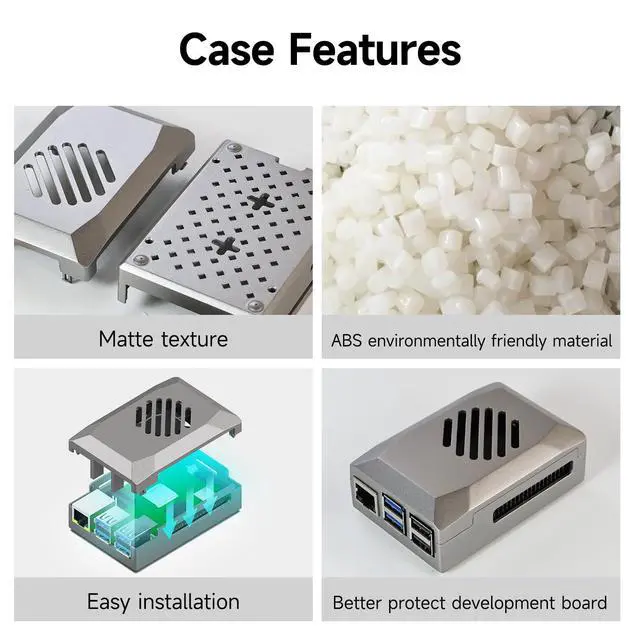 Alt view image 7 of 7 - Case for Raspberry Pi 5 with PWM Fan Pi 5 Cooling Fan Heat Sink Simple Removable Top Cover Compatible with Official Active Cooler