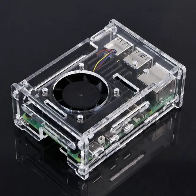 Alt view image 2 of 7 - Raspberry Pi 5 Heatsink Kit with Embedded Heatsink Cooling PWM Fan and Acrylic Case Compatible with Pi 5 (Pi5 Acrylic case+Fan+Cooler pi50)