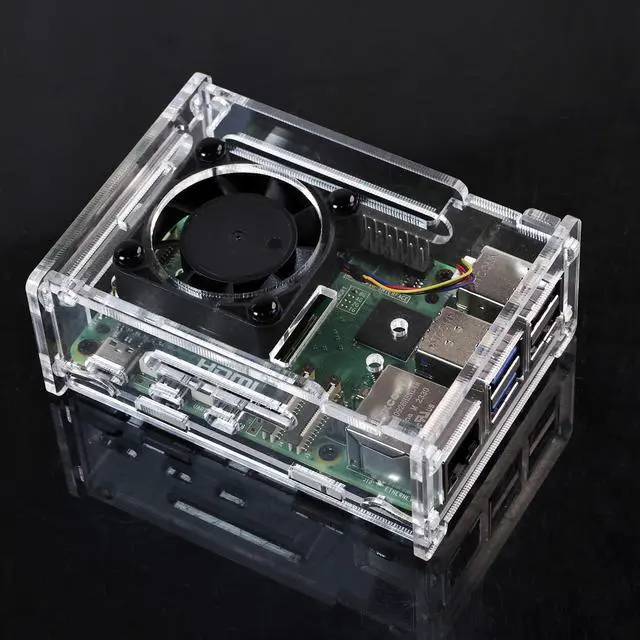 Alt view image 2 of 7 - Raspberry Pi 5 Heatsink Kit with Embedded Heatsink Cooling PWM Fan and Acrylic Case Compatible with Pi 5 (Pi5 Acrylic case+Fan)
