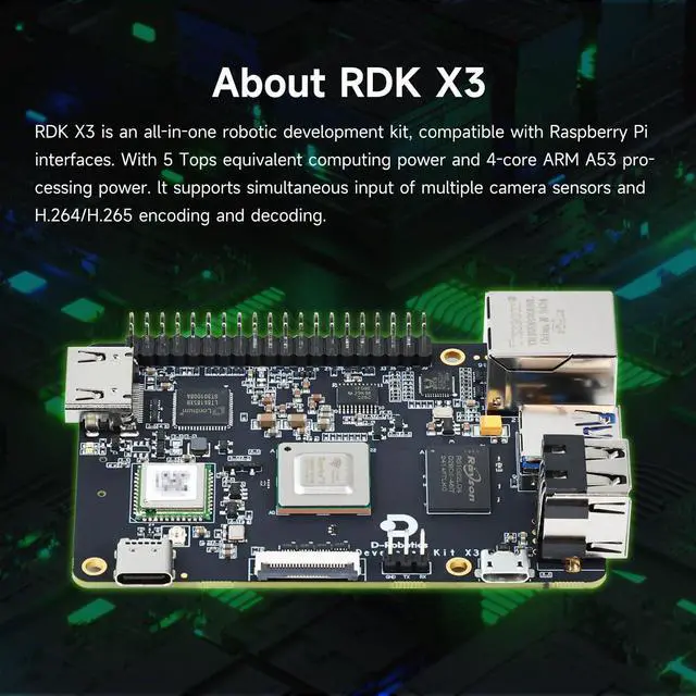 Alt view image 4 of 7 - Robot Develop Kit RDK X3 2GB/4GB RAM Development Board ROS2 LiDAR ROS Robot Development,Ubuntu,with Wireless Antenna,Serial Port Module Support CSI Cam (4GB)