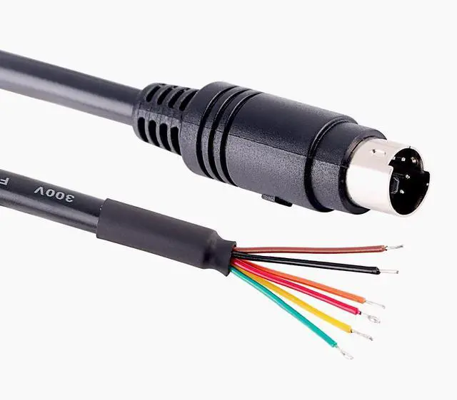 Main image of Mini DIN 6 Pin Male to Bare Wire Adapter Cable, 6-Pin Plug to Open End Connector Cord for DIY, Repair, Audio, Industrial Equipment, 1.8m/6ft