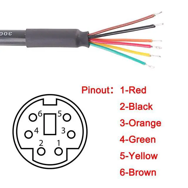 Alt view image 3 of 4 - Mini DIN 6 Pin Male to Bare Wire Adapter Cable, 6-Pin Plug to Open End Connector Cord for DIY, Repair, Audio, Industrial Equipment, 1.8m/6ft