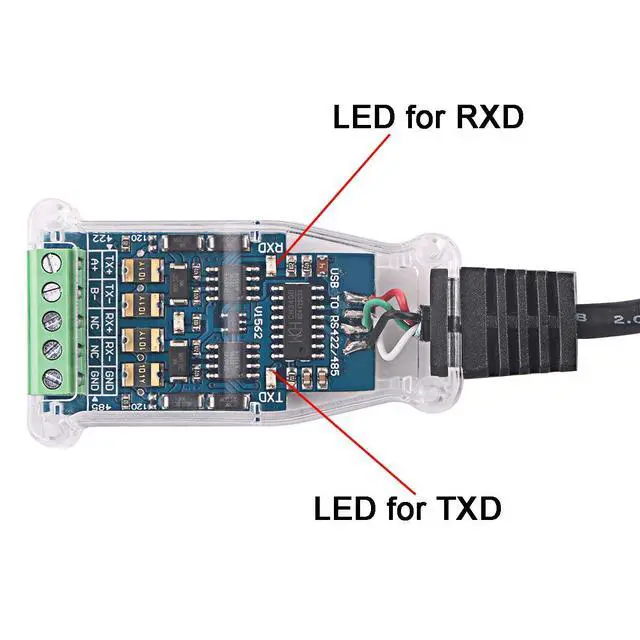 Alt view image 5 of 6 - USB to RS485 RS422 485 422 Isolation Module Communication Converter Adapter Cable with TXD RXD LED CH340
