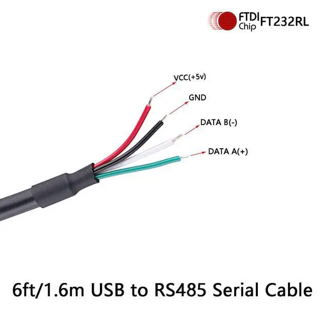 Alt view image 3 of 3 - USB to RS485 Serial Converter Cable 4P FT232R Chip 4 Pins Wire End WE (6ft)