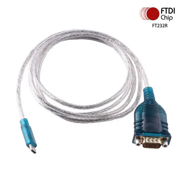 Alt view image 2 of 5 - 5FT USB Type C USBC Typec to RS232 Serial Cable Converter PDA DB9 Male 9 Pin Cable Adapter for Win 11 10 7 8.1 XP Vista Mac OS Linux