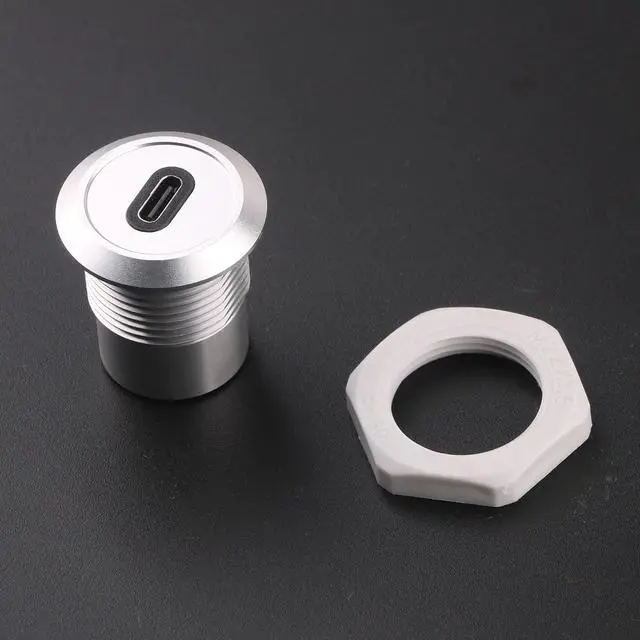Alt view image 4 of 6 - USB USBC Type C Typec Female to Female F-F Panel Mount Extention Round Metal Adapter (Sliver)